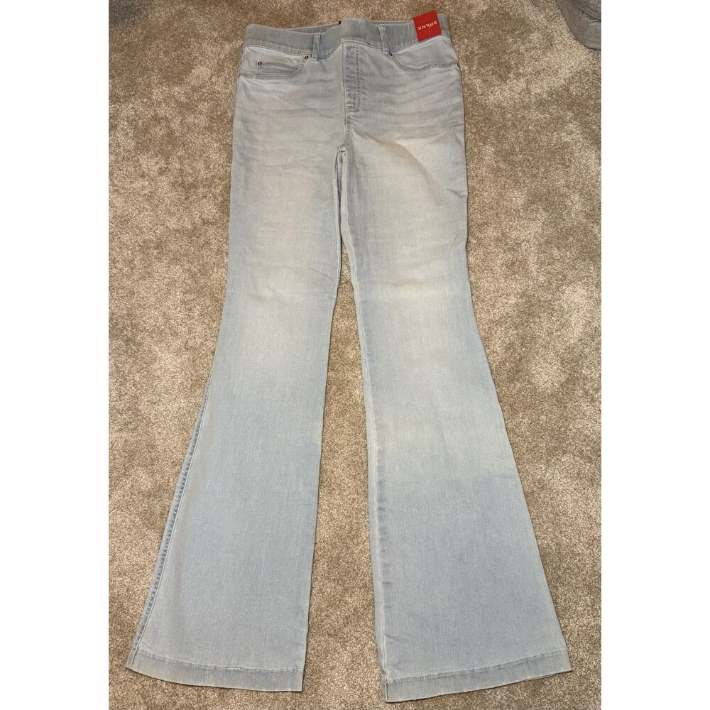 Spanx Flare Jeans Retro light blue pull On Stretch Women's Size Large NWT